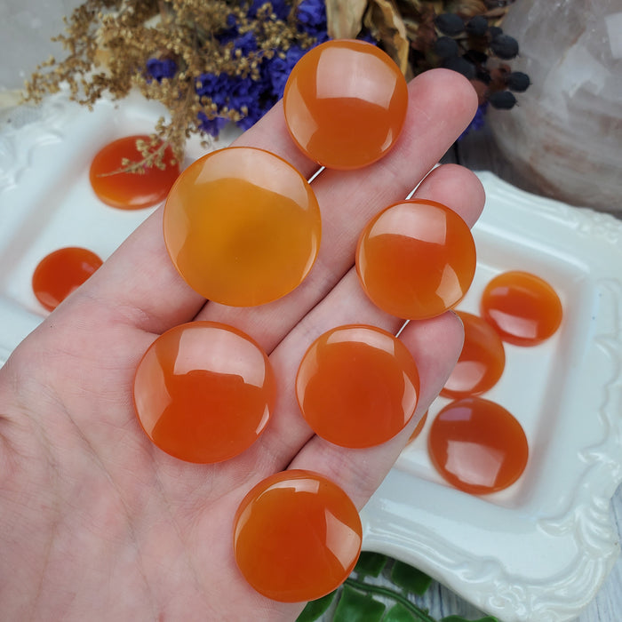 Orange Onyx Cabochons, Rounds