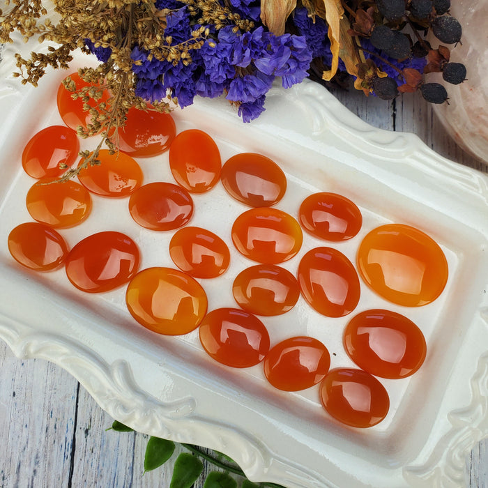 Orange Onyx Cabochons, Ovals