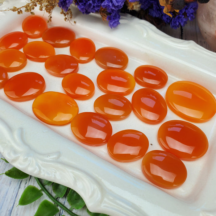 Orange Onyx Cabochons, Ovals