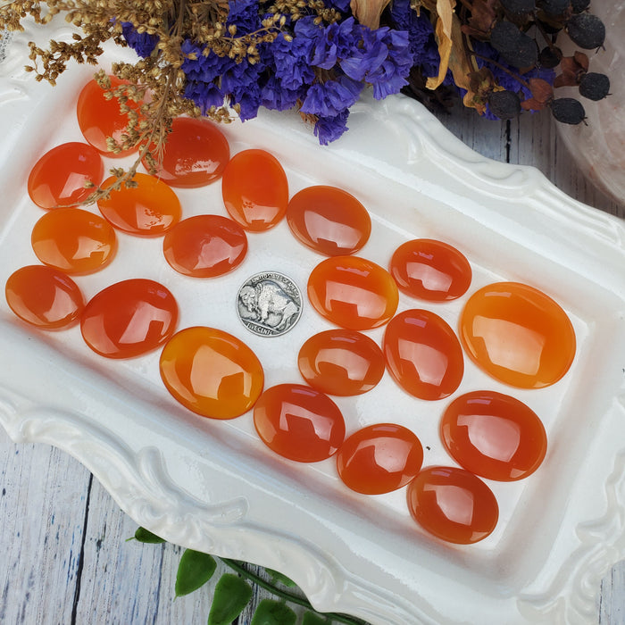 Orange Onyx Cabochons, Ovals