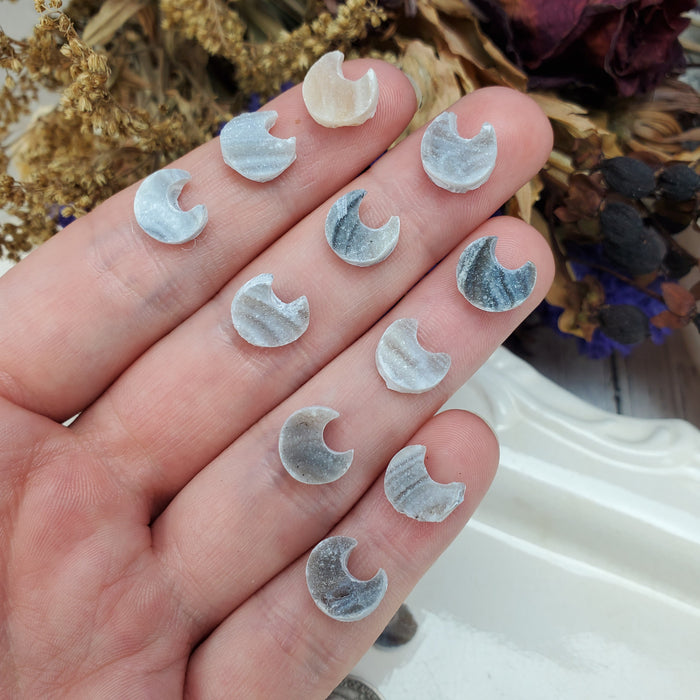 Chalcedony Crescent Moons, 10mm