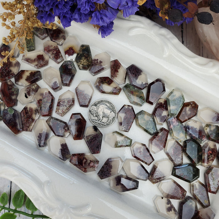 Mini Moss Agate Coffin Cabochons