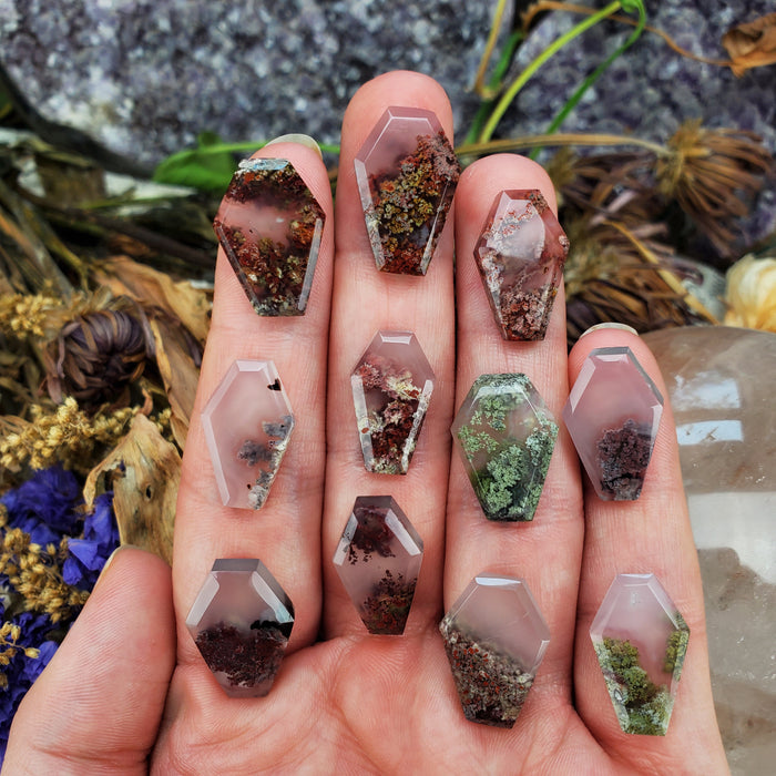 Mini Moss Agate Coffin Cabochons