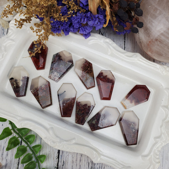 Moss Agate Coffin Cabochons