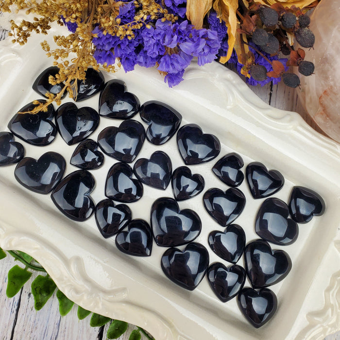 Black Onyx Heart Cabochons