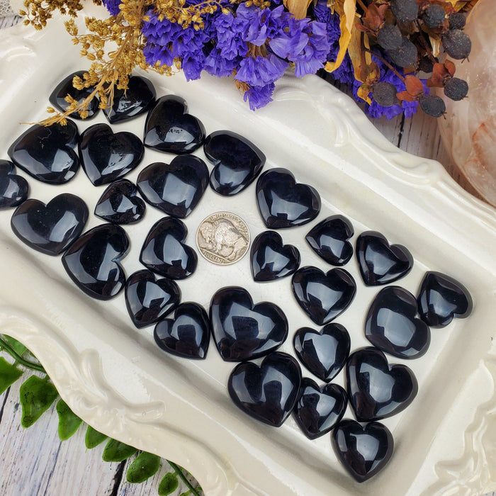 Black Onyx Heart Cabochons