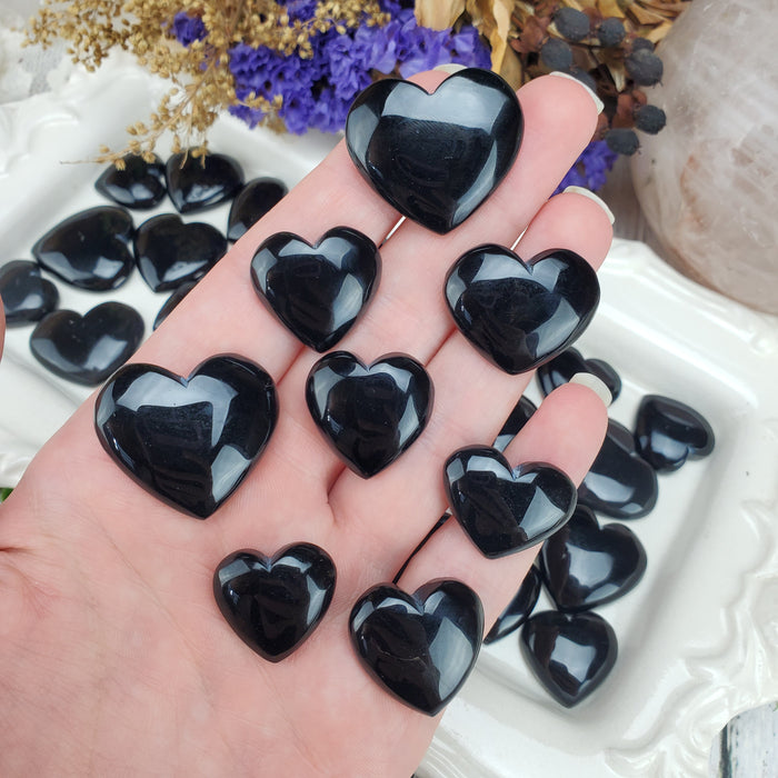 Black Onyx Heart Cabochons