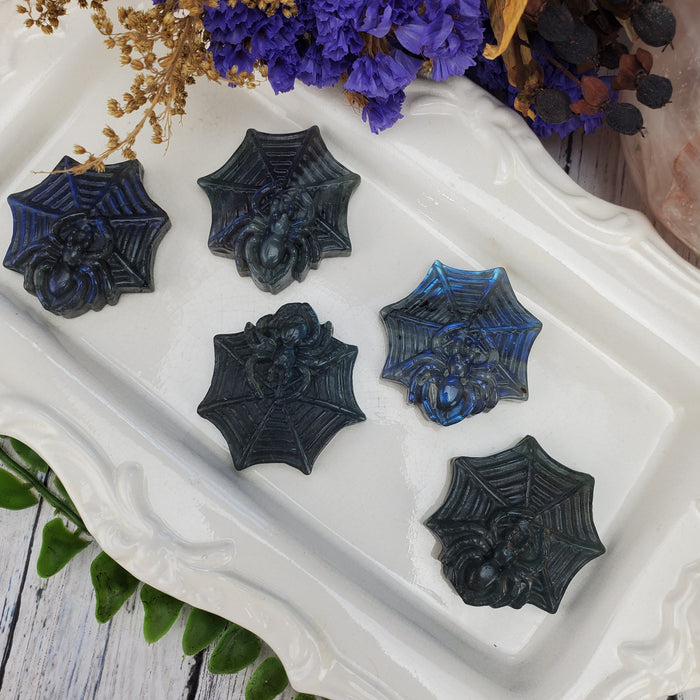 Labradorite Spider Carving  Cabochons