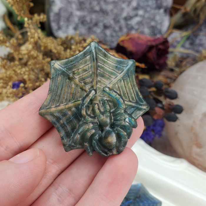 Labradorite Spider Carving  Cabochons