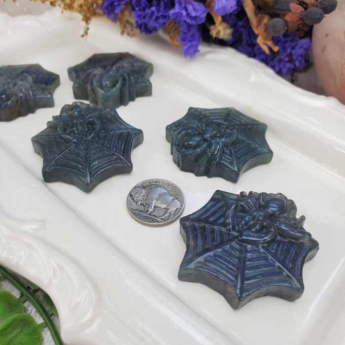 Labradorite Spider Carving  Cabochons