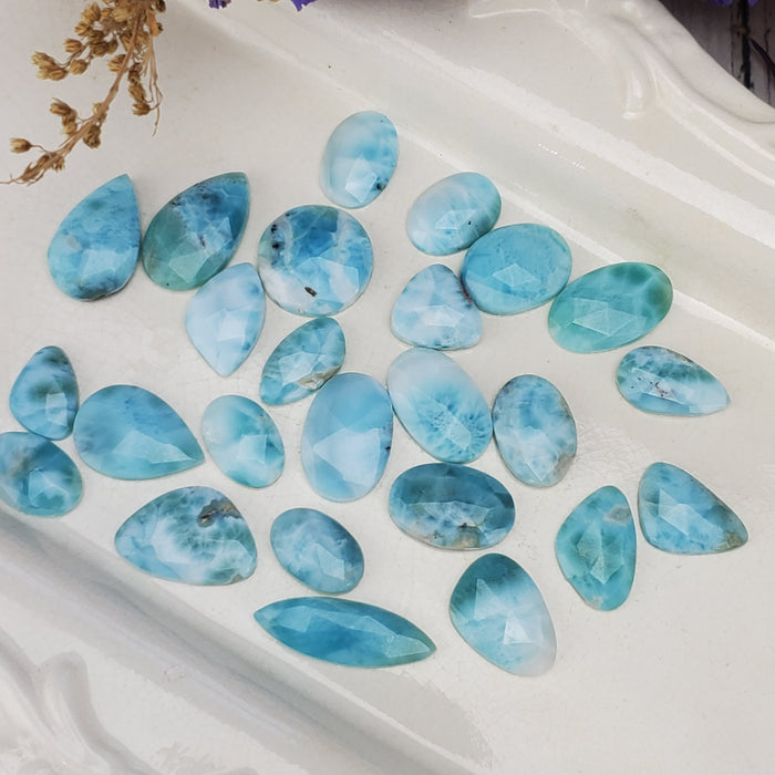 Larimar Rose Cut Cabochons