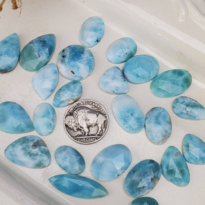 Larimar Rose Cut Cabochons