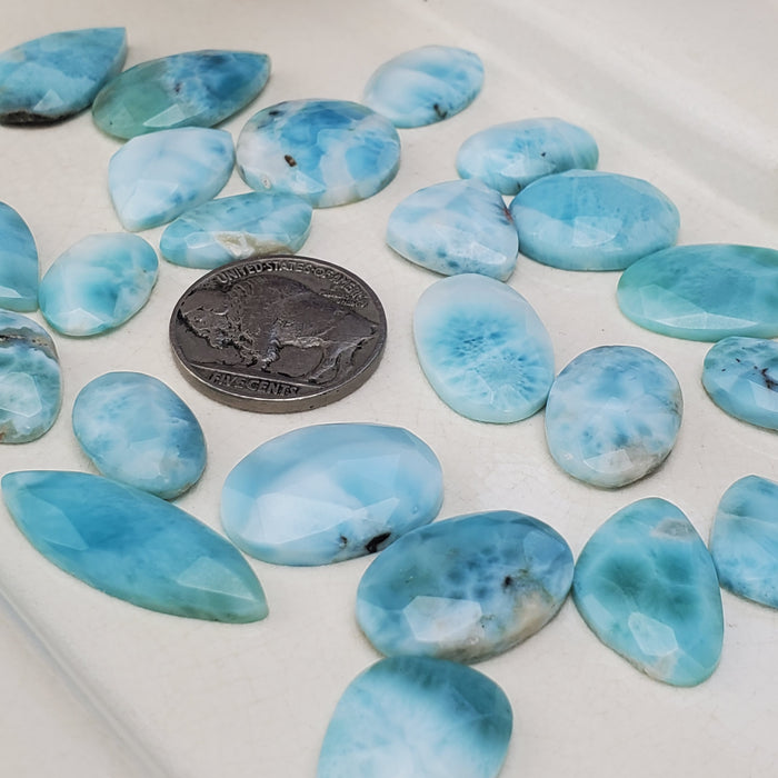 Larimar Rose Cut Cabochons