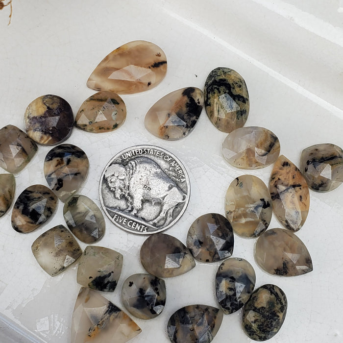 Tiger Dendritic Agate Rose Cut Cabochons