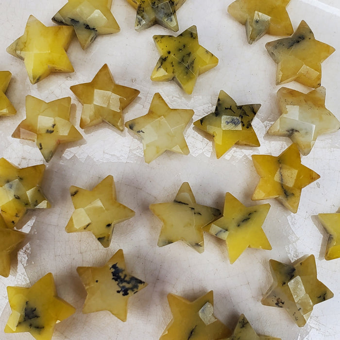 Faceted Lemon Dendrite Stars, drilled 10mm