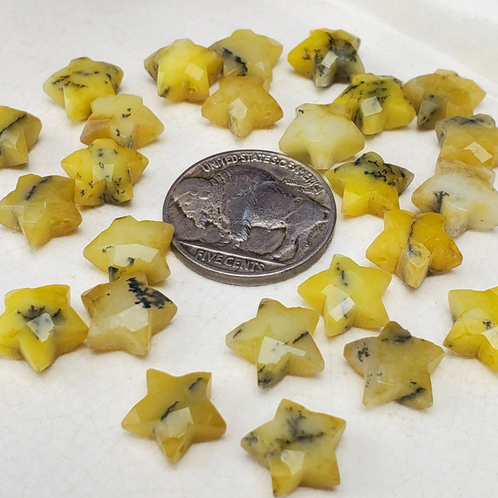 Faceted Lemon Dendrite Stars, drilled 10mm