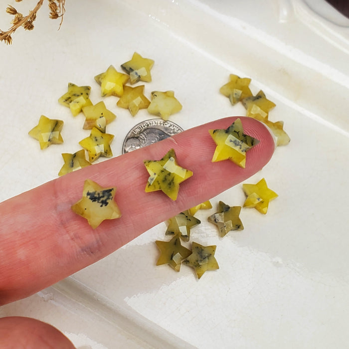 Faceted Lemon Dendrite Stars, drilled 10mm