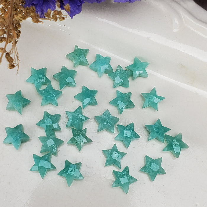 Faceted Amazonite Stars, drilled 10mm