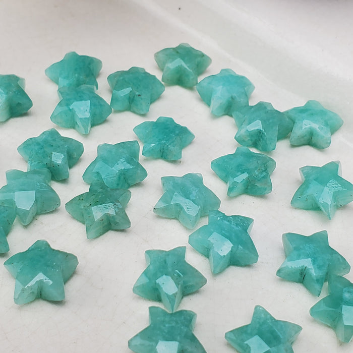 Faceted Amazonite Stars, drilled 10mm