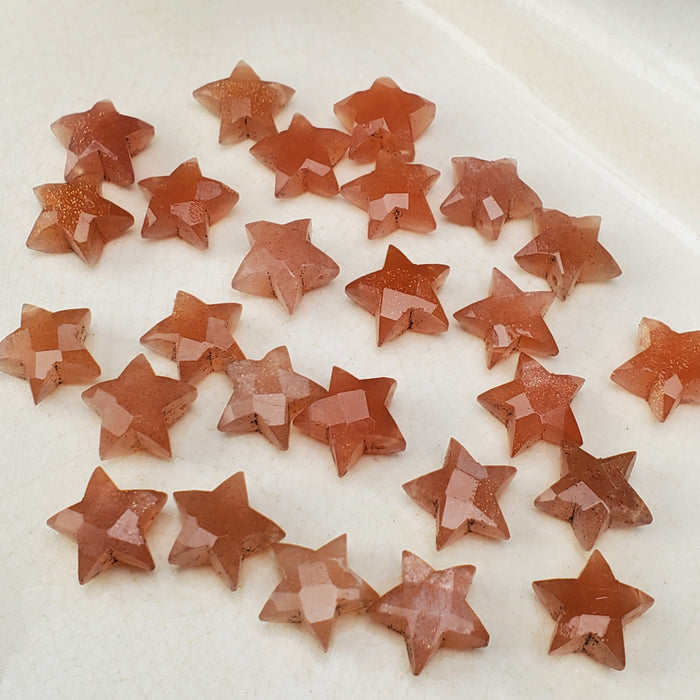 Faceted Peach Moonstone Stars, 10mm, drilled