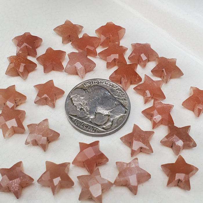 Faceted Peach Moonstone Stars, 10mm, drilled