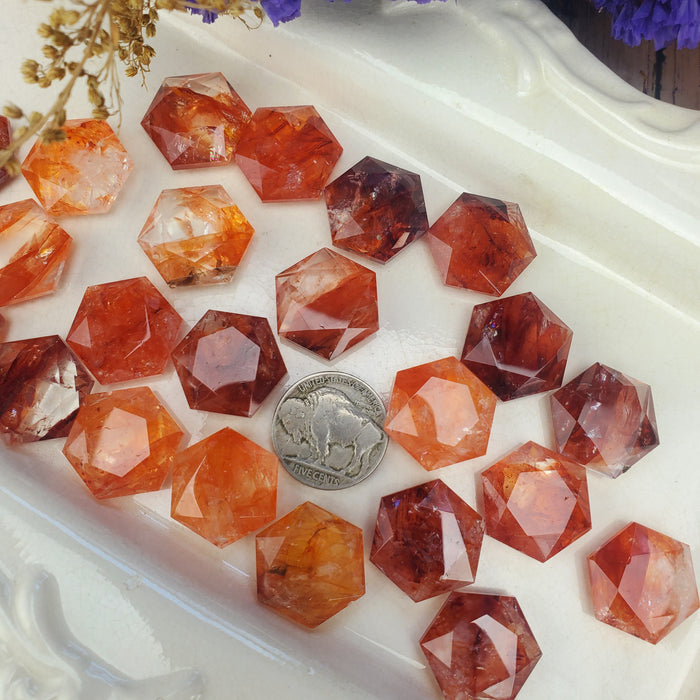 Fire Quartz Hexagonal Coins