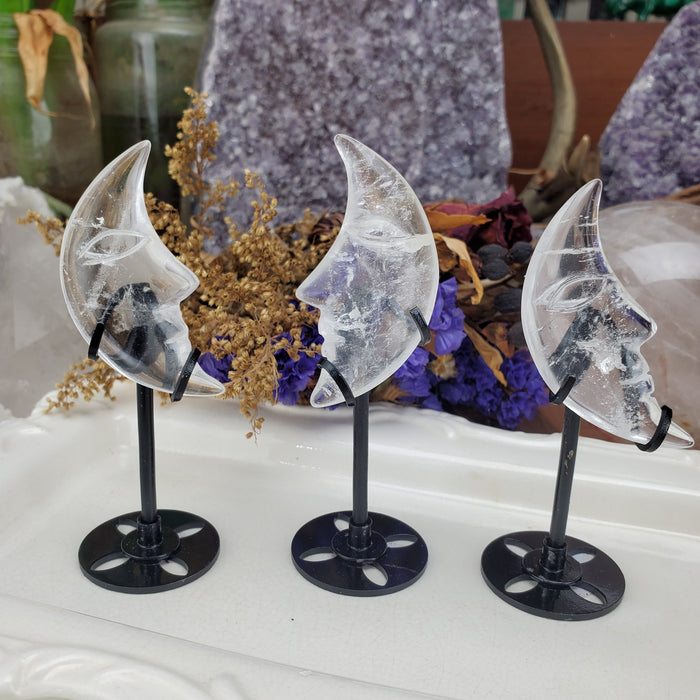 Quartz Crescent Moons with Stand