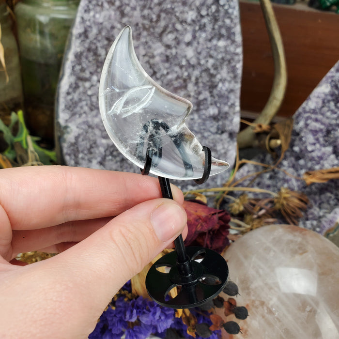 Quartz Crescent Moons with Stand