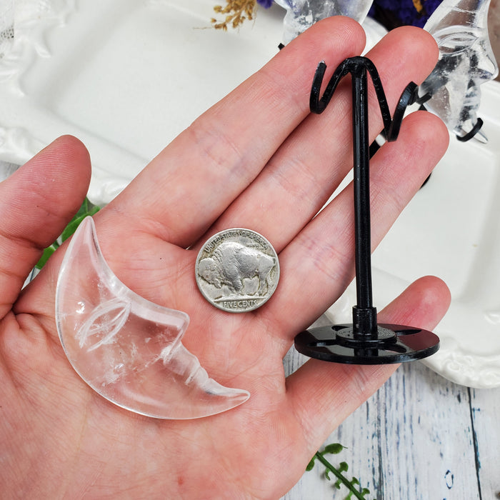 Quartz Crescent Moons with Stand