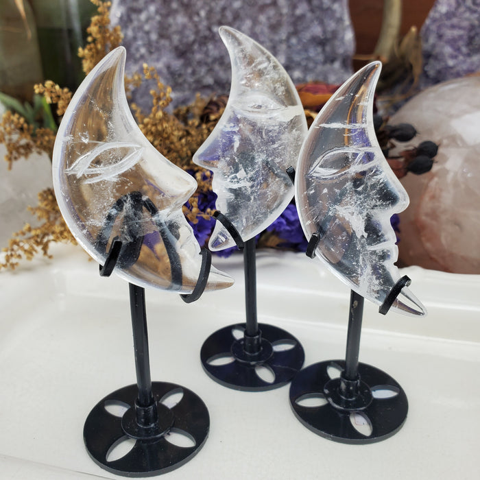 Quartz Crescent Moons with Stand