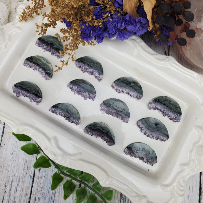 Amethyst Agate Half Circle Slices