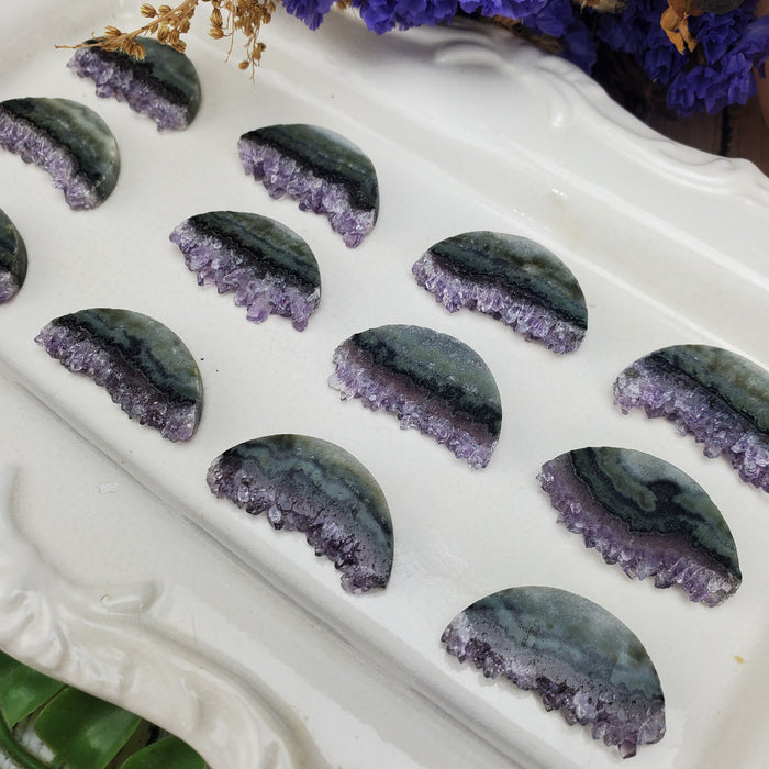 Amethyst Agate Half Circle Slices