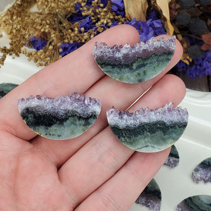 Amethyst Agate Half Circle Slices