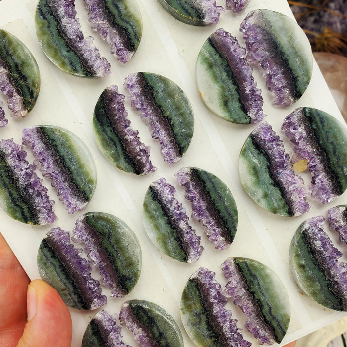 Amethyst Agate Half Circle Slices