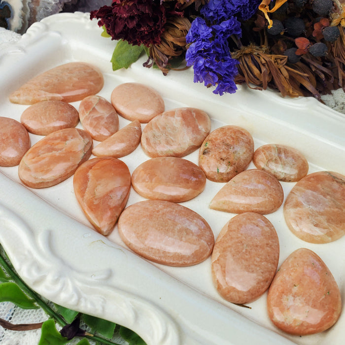 Peach Moonstone Cabochons, second quality