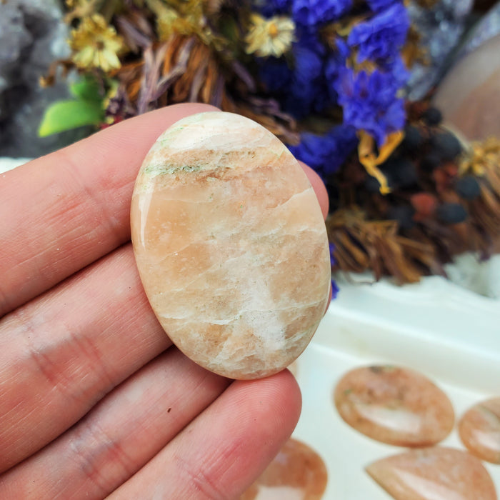 Peach Moonstone Cabochons, second quality