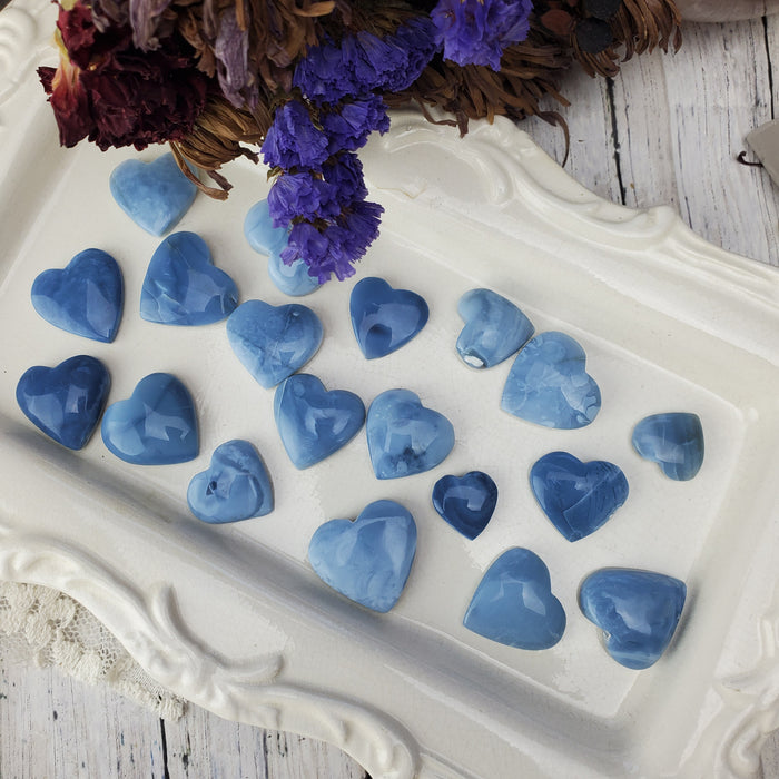 Blue Opal Heart Cabochons