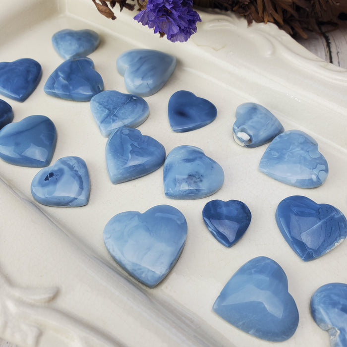 Blue Opal Heart Cabochons