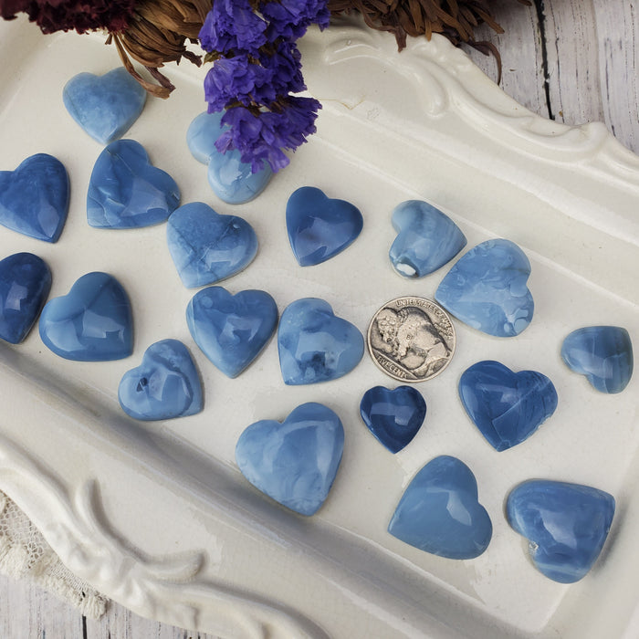 Blue Opal Heart Cabochons