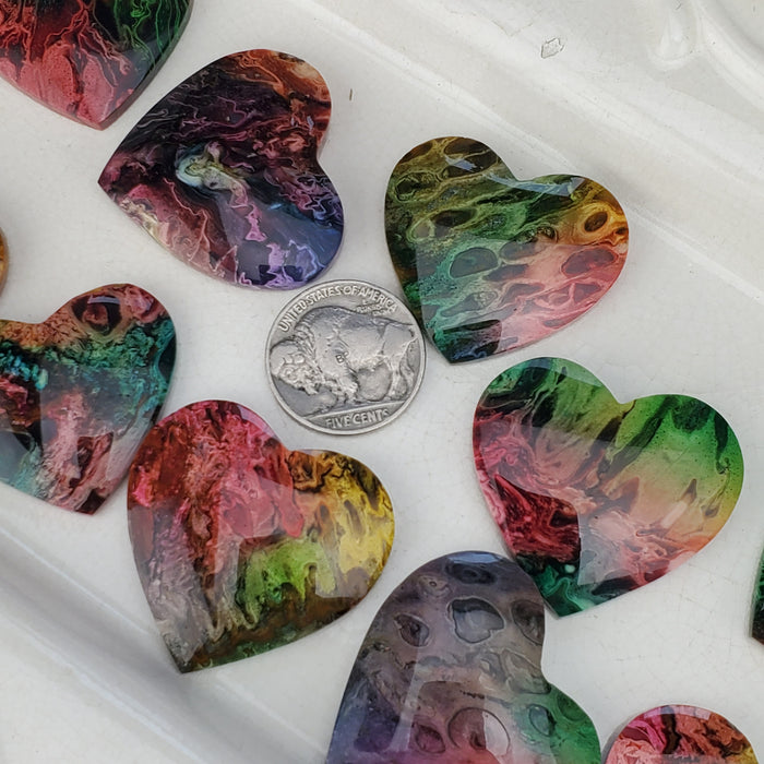 Rainbow Dyed Fossil Palm Root Hearts