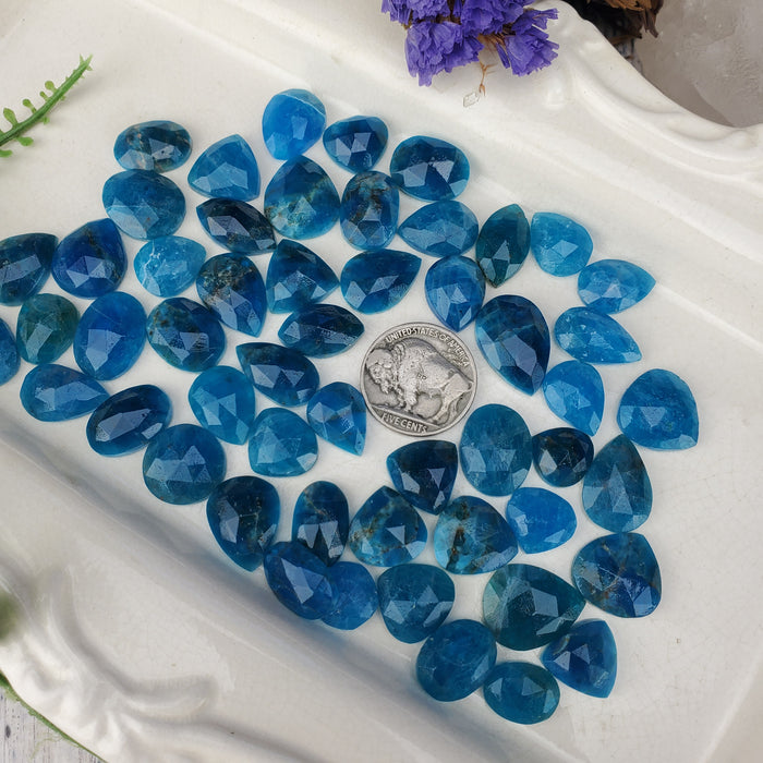 Blue Apatite Rose Cut Cabochons