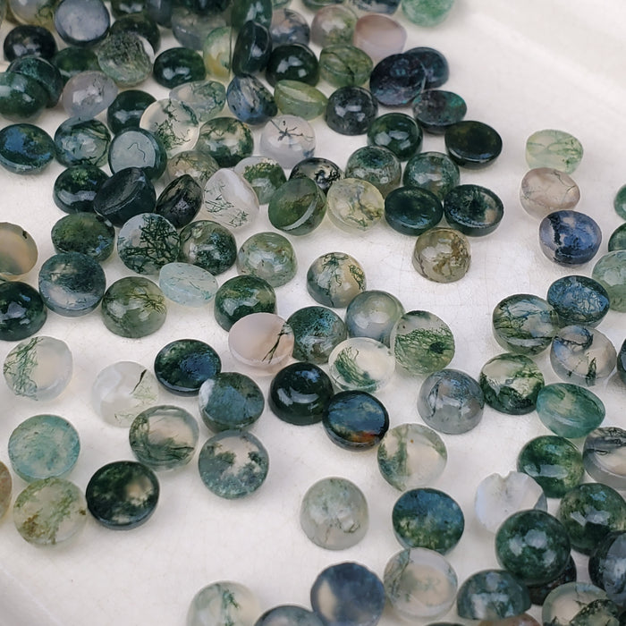 Moss Agate Cabochons, 6mm Rounds