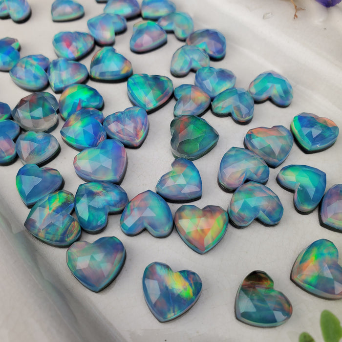 Aurora Opal Hearts, Rose Cut Doublets