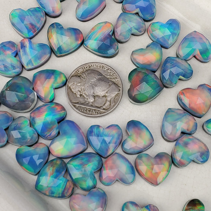 Aurora Opal Hearts, Rose Cut Doublets