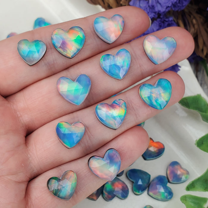 Aurora Opal Hearts, Rose Cut Doublets