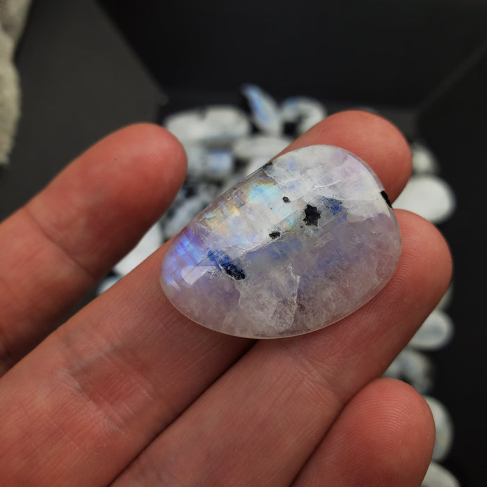 Moonstone with Black Tourmaline Cabochons, second quality