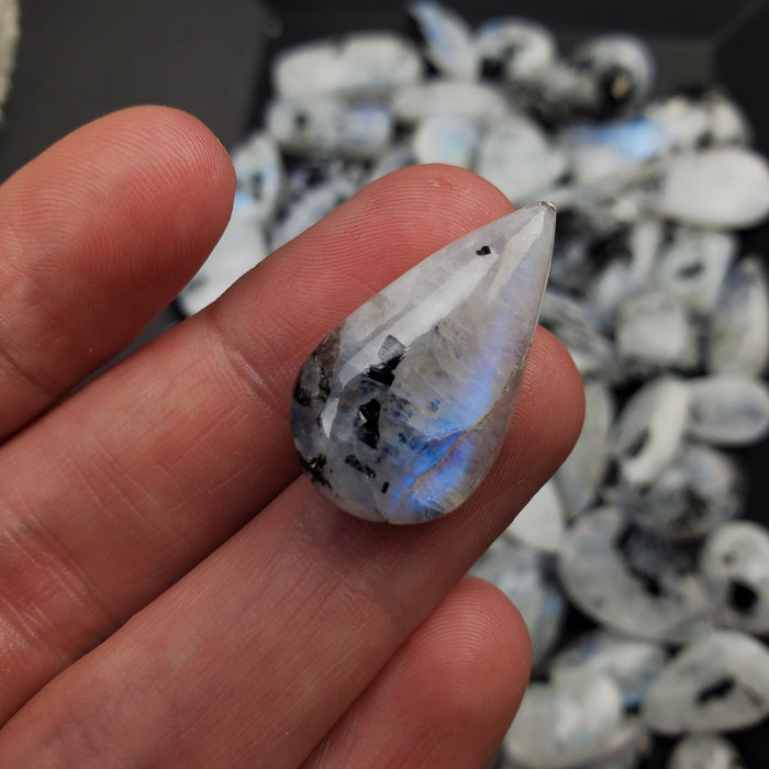 Moonstone with Black Tourmaline Cabochons, second quality