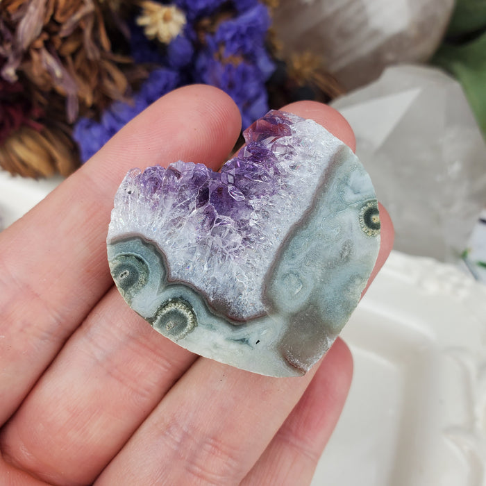 Amethyst Agate Heart Slices, second quality