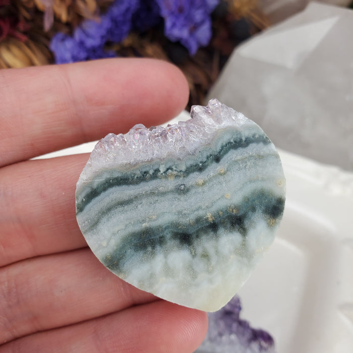 Amethyst Agate Heart Slices, second quality