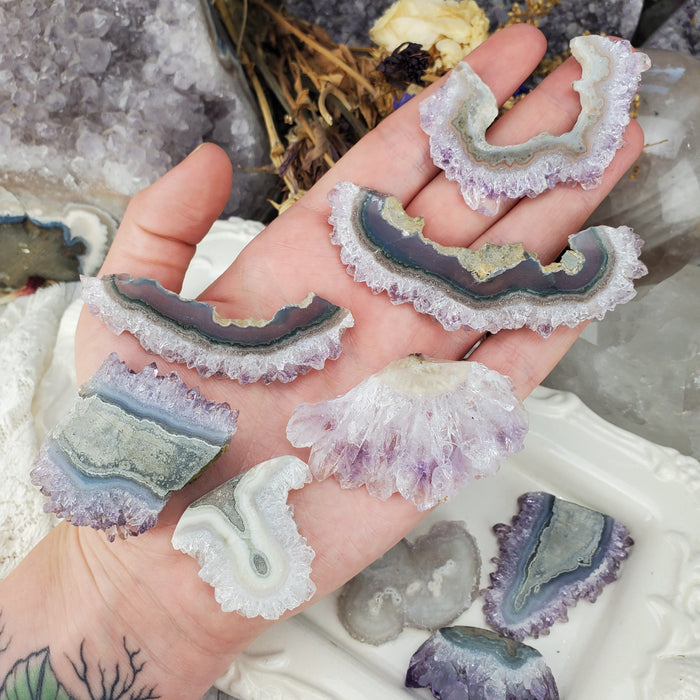 Uruguay Amethyst Stalactite Slice Offcuts, large